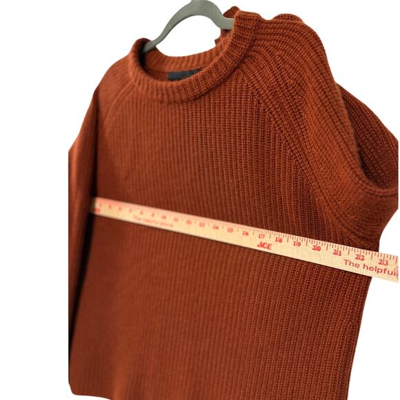 NWT! Jenni Kayne XL 100% Cashmere $425 Fisherman Sweater Crewneck Rust Red - Picture 6 of 10